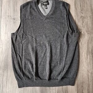 Nordstrom Mens Shop 100% Extra Fine Merino Wool Vest Sz L Grey Golf Casual